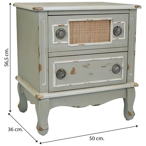 Comodino In Legno E Rattan Di Bambù, Dimensioni 50x36x56,5 Cm. - Foto 7