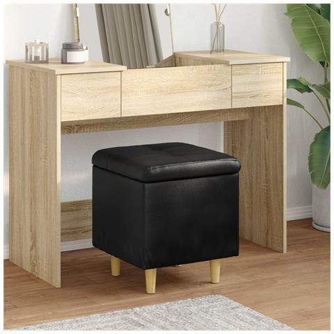 Pouf contenitore Nero 40 x 40 x 45 cm Pelle sintetica - Foto 2