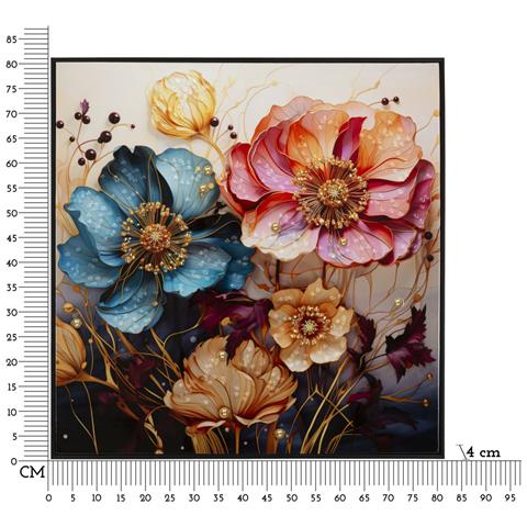 Dipinto Su Tela Narcy A Con Cornice E Farfalla, 82x82 Cm - Foto 7