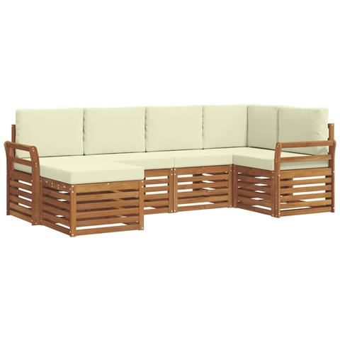 Set divani 6 pcs Naturale e Crema Legno di Acacia Massello - Foto 1