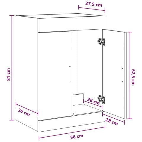 Mobiletto da Bagno Sotto Lavabo Rovere Sonoma 56 x 37,5 x 81 cm - Foto 7