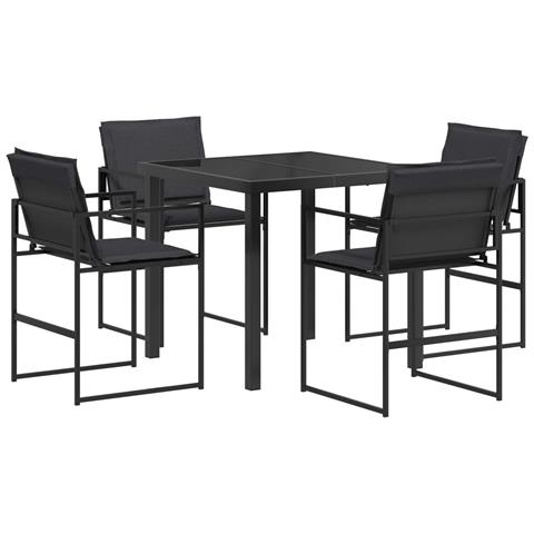 Set da Pranzo per Giardino 5 pcs Nero e Grigio scuro - Foto 1
