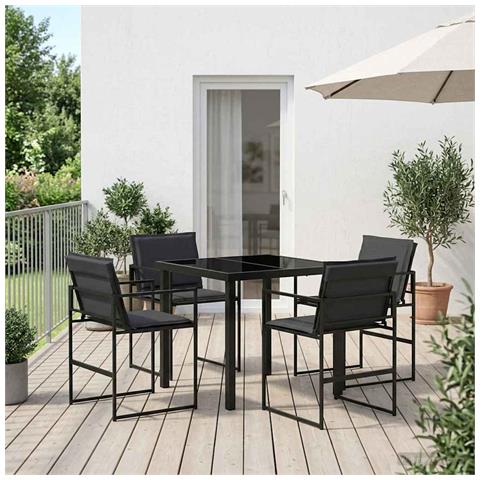 Set da Pranzo per Giardino 5 pcs Nero e Grigio scuro - Foto 2