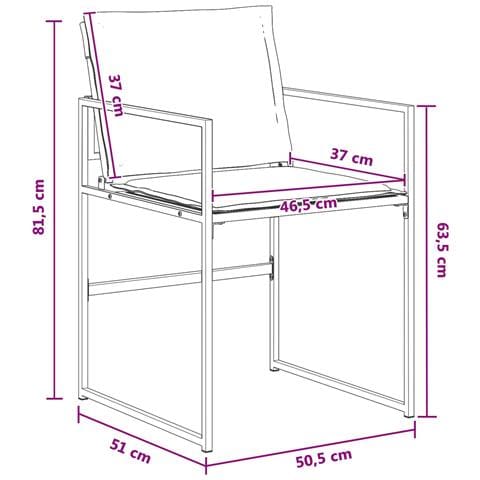 Set da Pranzo per Giardino 5 pcs Nero e Grigio scuro - Foto 9