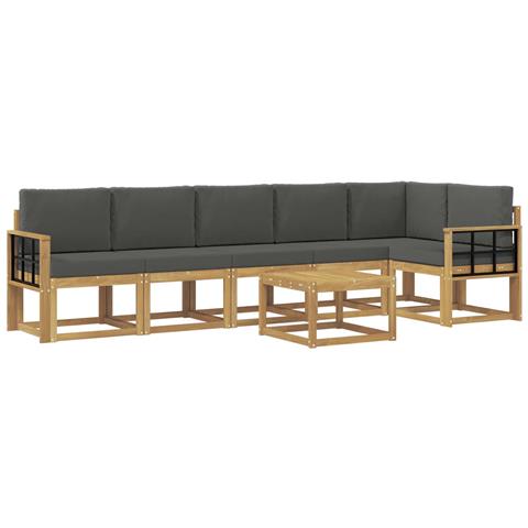 Set di divani da esterno 7 pcs Bianco e Antracite Poliestere - Foto 1
