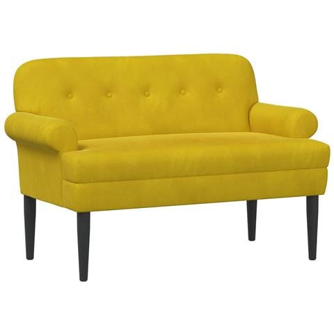 Loveseat con bottoni imbottiti Giallo 120 x 66 x 78 cm Velluto - Foto 1