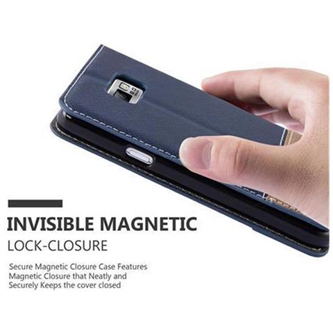Custodia Compatibile Con Samsung Galaxy S2 / S2 Plus In Blu Scuro Marrone - Coperchio Protettiva Con Chiusura Magnetica, Funzione Stand E Tasca Per Le Carte - Foto 9