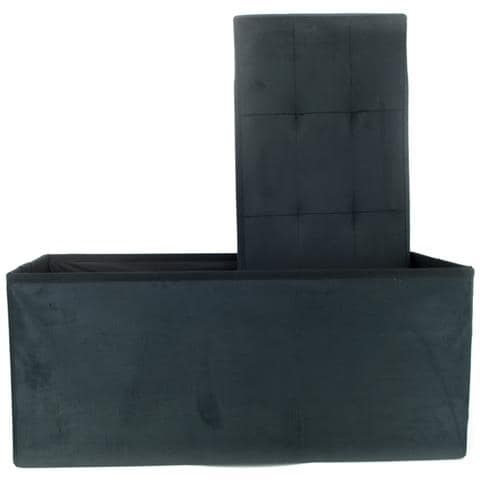 Pouf Contenitore Imbottito Pieghevole Modello Double Velvet Colore Nero   - Foto 4