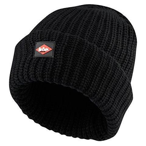 Chunky Knit Fleece Lchat624 Uomo Foderato Beanie Nero Un Formato - Foto 1