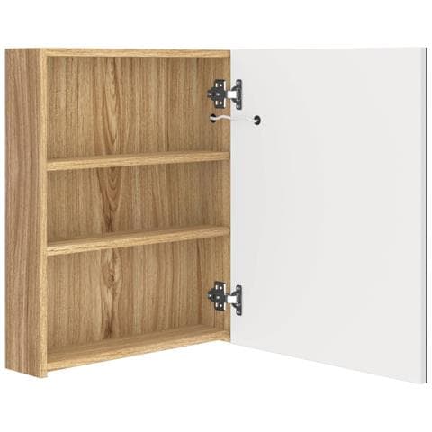 Armadietto Bagno con Specchio e LED Bianco e Rovere 50x14x60 cm - Foto 2