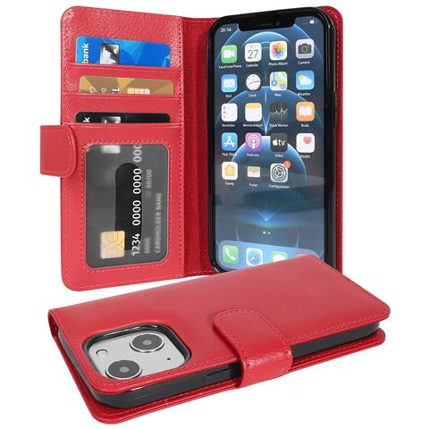 Custodia Compatibile Con Apple Iphone 13 Mini In Rosso Cremisi - Coperchio Protettivo Con Chiusura Magnetica E 3 Slot Per Carte - Foto 1