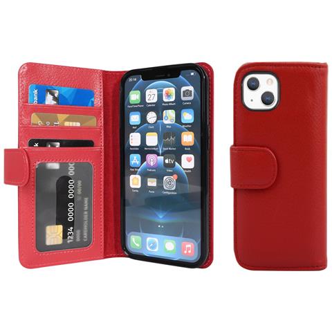 Custodia Compatibile Con Apple Iphone 13 Mini In Rosso Cremisi - Coperchio Protettivo Con Chiusura Magnetica E 3 Slot Per Carte - Foto 8