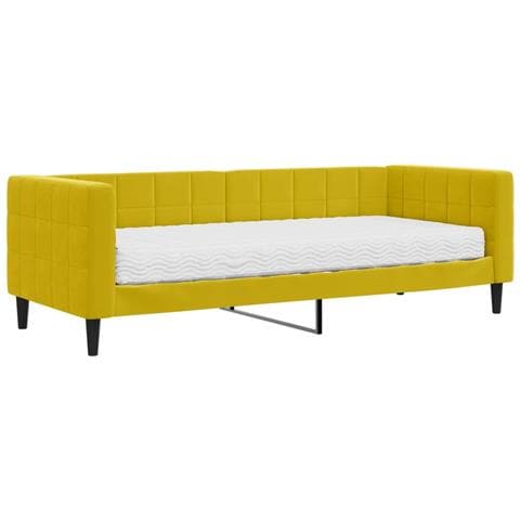 Divano Letto Con Materasso Giallo 80x200 Cm In Velluto - Foto 1