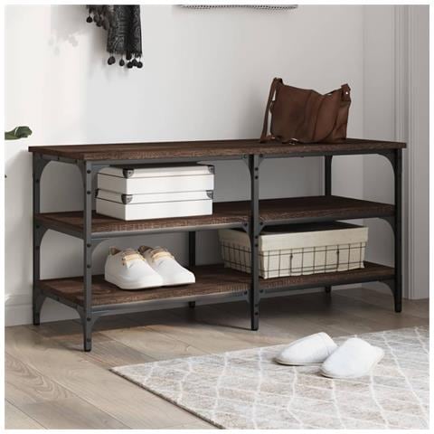 Panca Porta Scarpe Rovere Marrone 100x38,5x49 Legno Multistrato - Foto 1