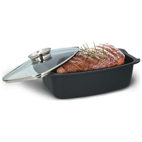 Rostiera Padella In Alluminio Casseruola Con Coperchio E Sistema Aromatizzante - Foto 1