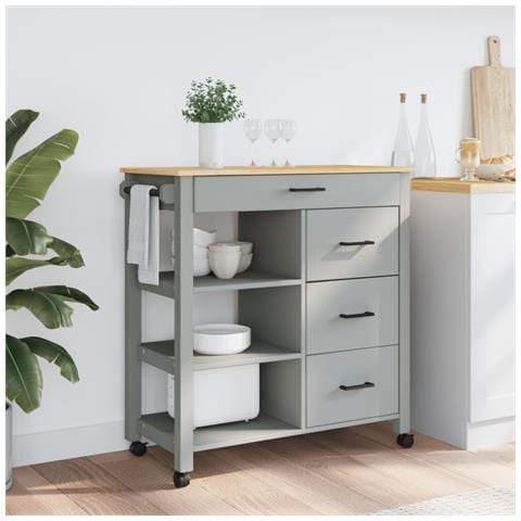 Carrello Da Cucina Monza 84x40x90 Cm In Legno Massello Di Pino - Foto 3