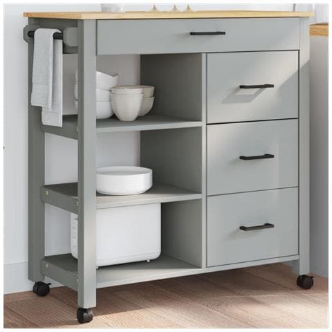 Carrello Da Cucina Monza 84x40x90 Cm In Legno Massello Di Pino - Foto 1