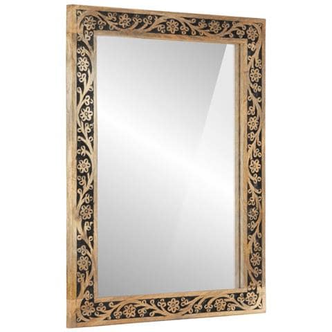 Specchio Da Bagno 50x70x2,5 Cm Legno Massello Di Mango E Vetro - Foto 1