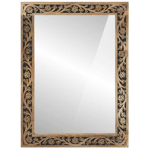 Specchio Da Bagno 50x70x2,5 Cm Legno Massello Di Mango E Vetro - Foto 2