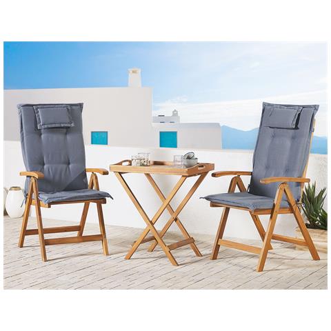 Set Bistro In Legno Di Acacia Con Cuscini Blu Java - Foto 1