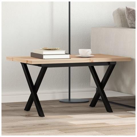 Tavolino Salotto Telaio A X 80x50x40,5cm Massello Pino E Ghisa - Foto 1
