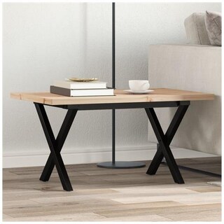 VidaXL Tavolino Da Salotto In Legno Di Pino E Acciaio: 100x50x45 Cm, Struttura A O, Stile Rustico