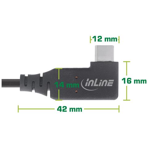 Cavo USB4, USB-C, angolato singolo, PD 240W, 8K60Hz, TPE, nero, 2m - Foto 2