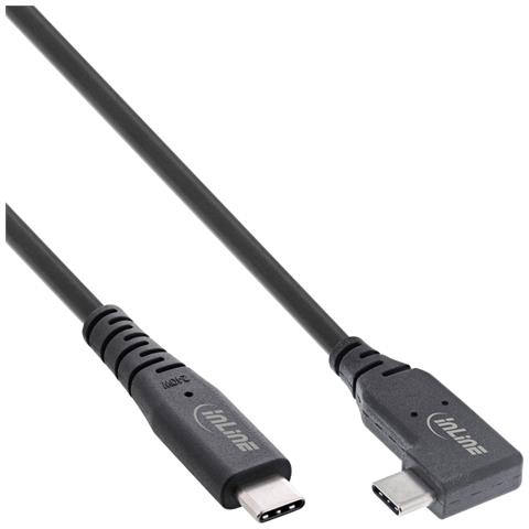 Cavo USB4, USB-C, angolato singolo, PD 240W, 8K60Hz, TPE, nero, 2m - Foto 1