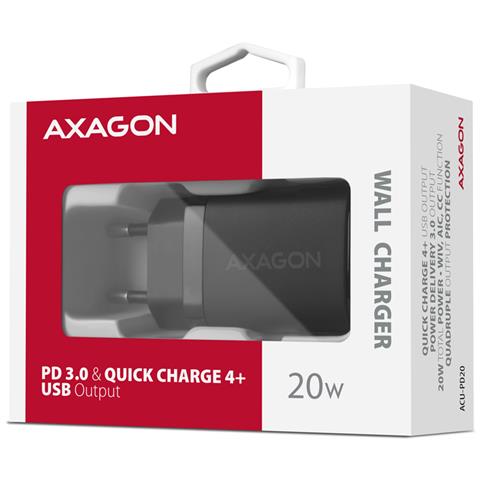ACU-PD20 wall charger 1x QC3.0/AFC /FCP /PD type-C, 20W, black Telefono cellulare, Smartphone, Orologio intelligente, Tablet, Universale, Orologio Nero AC Ricarica rapida Interno - Foto 9