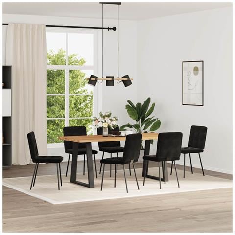 Sedie Da Pranzo 6 Pz Nere In Velluto - Foto 2