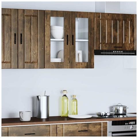 Pensile Da Cucina Con Porta In Vetro Porto Rovere Fumo - Foto 3