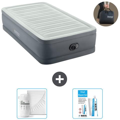 Set Materassino Gonfiabile - 191x99x46 Cm - Grigio - Include Accessori Coordinati - Foto 1