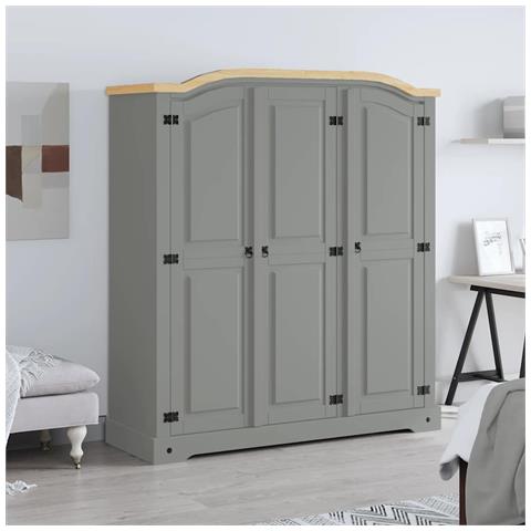 Lusso Casadino -  Lusso Casadino -  Armadio In Legno Di Pino Messicano Corona 3 Ante Grigio - Foto 1