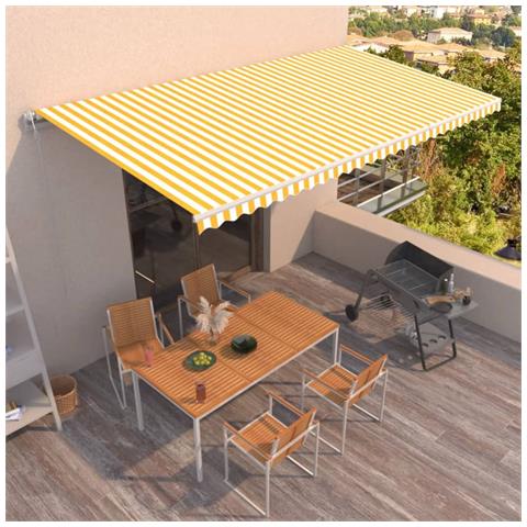 Tenda Da Sole Retrattile Automatica 600x350 Cm Gialla E Bianca - Foto 8