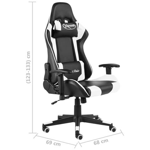 Lusso Casadino - Sedia Da Gaming Girevole Bianca In Pvc - Foto 7