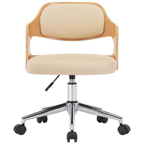 Sedia Da Pranzo Girevole Crema In Legno Ricurvo E Similpelle - Foto 2