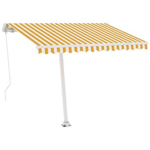 Tenda Da Sole Manuale Con Led 300x250 Cm Gialla E Bianca - Foto 1