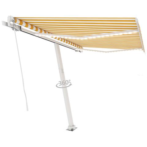 Tenda Da Sole Manuale Con Led 300x250 Cm Gialla E Bianca - Foto 2