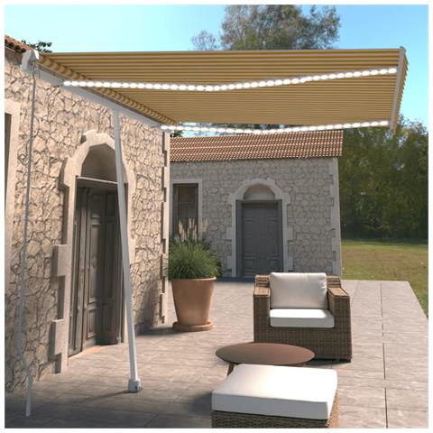 Tenda Da Sole Manuale Con Led 300x250 Cm Gialla E Bianca - Foto 8