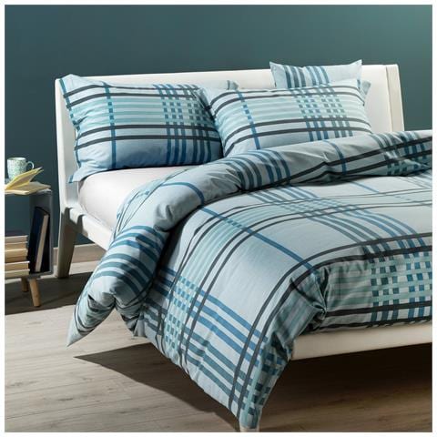 Sacco Copripiumino Con Federe Sienna In Cotone Colore Blu Misura Matrimoniale - Foto 1