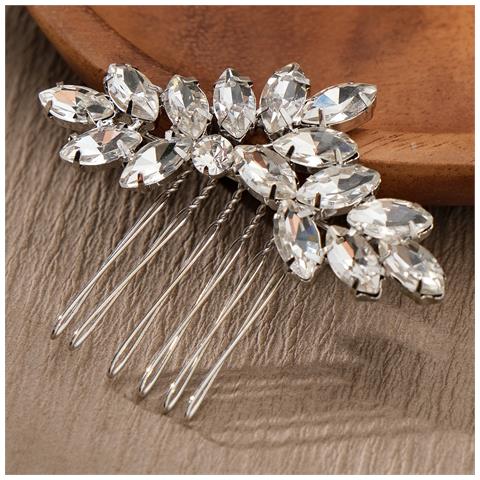 Pettine Per Capelli Da Sposa Argentato Con Strass - Foto 2
