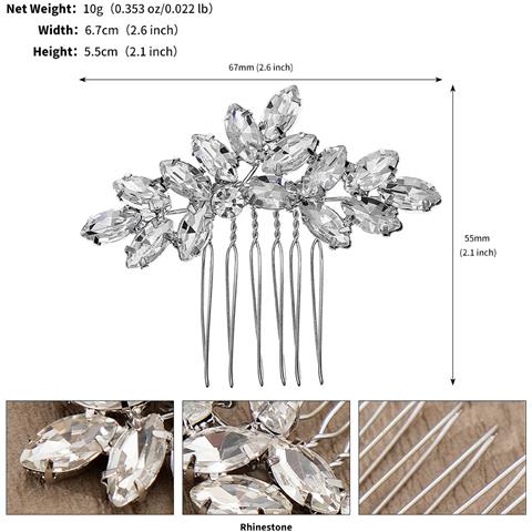 Pettine Per Capelli Da Sposa Argentato Con Strass - Foto 5