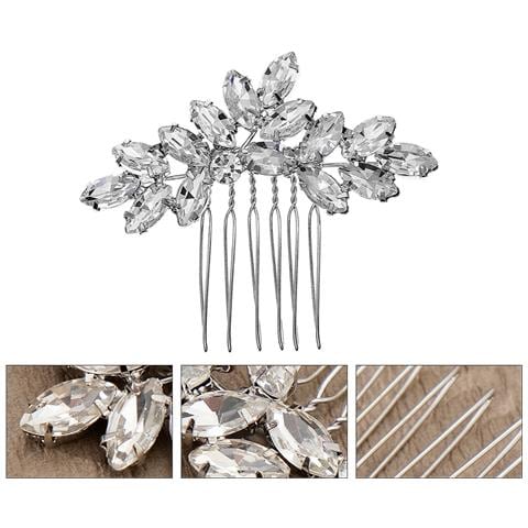 Pettine Per Capelli Da Sposa Argentato Con Strass - Foto 1