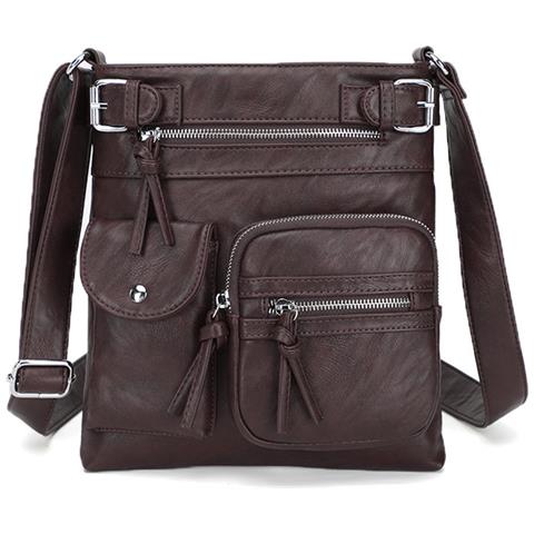 Elegante Borsa A Tracolla In Pelle Pu Coffee - Foto 1