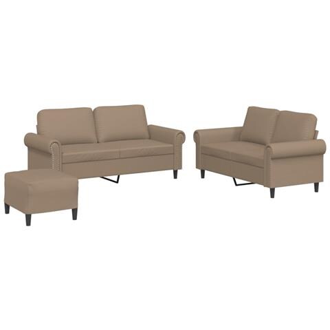 Set di Divani 3 pz con Cuscini cappuccino in Similpelle - Foto 1