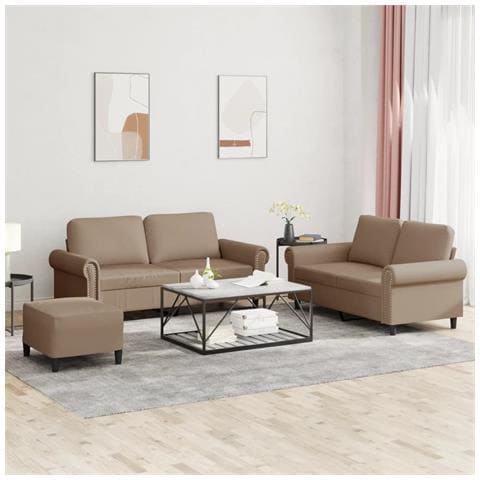 Set di Divani 3 pz con Cuscini cappuccino in Similpelle - Foto 2