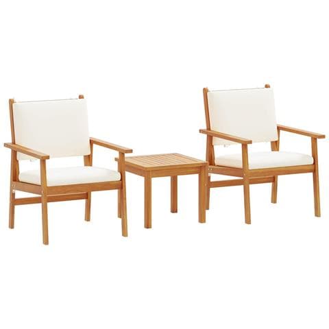 Set da giardino 3 pezzi  con cuscini in legno massello di acacia - Foto 1