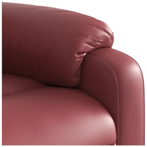 Poltrona Massaggiante Reclinabile Rosso vino in Similpelle - Foto 9