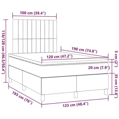 Giroletto a Molle con Materasso Nero 120x190 cm in Tessuto - Foto 9