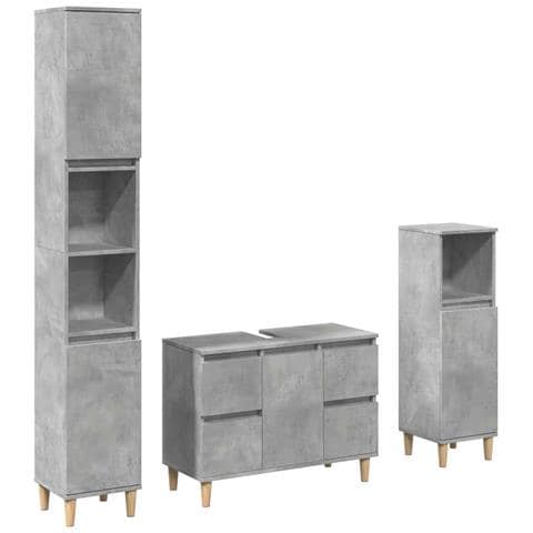 Set Mobili da Bagno 3 pz Grigio Cemento in Legno Multistrato - Foto 1